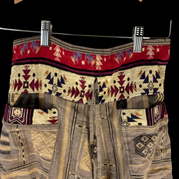 AMB Collection Woven Cotton Aztec Print Drawstring Waist Harem Pants Sz S/M - Picture 3 of 10
